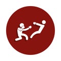 boxer knockdown icon in badge style. One of Fight collection icon can be used for UI, UX