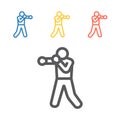Boxer Line icon. Skiing. Vector signs for web graphics Royalty Free Stock Photo