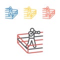 Boxer Line icon. Skiing. Vector signs for web graphics Royalty Free Stock Photo