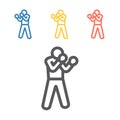 Boxer Line icon. Skiing. Vector signs for web graphics Royalty Free Stock Photo