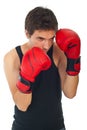 Boxer man defending