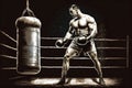boxer muscles brutal strong fighter. AI Generated