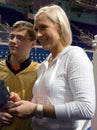 Boxer Natascha Ragosina gives autographs