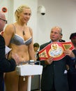 Boxer Natascha Ragosina weighing