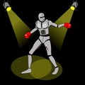 Boxer from particles. Boxing vector illustration. Athletes image composed of particles.