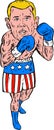 Boxer Pose USA Flag Etching