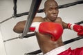 Boxer In Red Boxing Gloves Resting In Ring Royalty Free Stock Photo