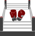 Boxer ring with gloves Royalty Free Stock Photo