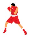 Boxer in ring vector illustration. Strong fighter. Royalty Free Stock Photo