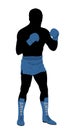 Boxer in ring vector silhouette illustration isolated on white. Strong fighter shape shadow direct kick. Royalty Free Stock Photo