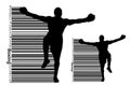 Boxer silhouette and barcode. Winner Royalty Free Stock Photo