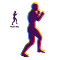 Boxer. Silhouette of a fighting man. Design template for Sport. Emblem for training