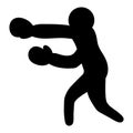 Boxer. Silhouette. Sportsman in boxing gloves is boxing. The man strikes with his fist