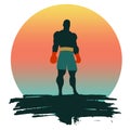 Boxer silhouette. Sportsman posing