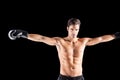 Boxer standing with arms outstretched Royalty Free Stock Photo