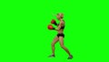 Boxer standing in the front and sends butted an opponent standing on the spot. Green screen. Side view