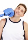 Boxer taking a punch Royalty Free Stock Photo