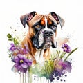 Boxer watercolor clipart on white background