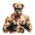 Boxing Dog Illustration: Powerful And Expressive Artwork In Nick Knight Style