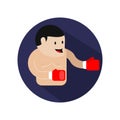 Boxer wearing red gloves, vector icon