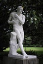 The Boxer white statue. Heritage marble statuary at the Royal Botanic Gardens, Sydney
