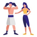 Boxer with woman avatars characters