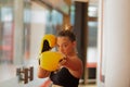 Boxer woman in boxing gloves. Royalty Free Stock Photo