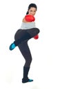 Boxer woman kicking Royalty Free Stock Photo