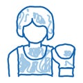 Boxer Woman doodle icon hand drawn illustration