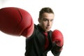 Boxer young competitive businessman isolated