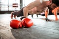 Boxers doing push-ups at the gym Royalty Free Stock Photo