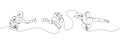 Boxers in fight set one line art. Continuous line drawing protective mask, protection, boxing gloves, hit, woman boxing Royalty Free Stock Photo