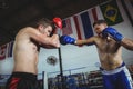 Boxers fighting in boxing ring Royalty Free Stock Photo