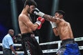 Boxers Ramil Gadzhyiev and Bruno Sandoval fight for World Boxing Council International Silver Super Middleweight Title Royalty Free Stock Photo