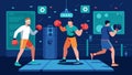 Boxers train in a hyperrealistic virtual gym their movements and techniques analyzed and improved by tingedge AI