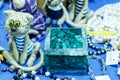 Boxes and accessories from malachite Royalty Free Stock Photo