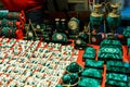 Boxes and accessories from malachite Royalty Free Stock Photo