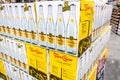 Boxes of Bottles of made in mexico Topo Chico brand carbonated mineral water for sale