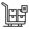 Boxes on cart icon, outline style