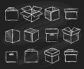 Boxes on chalk board Royalty Free Stock Photo
