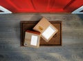 Boxes delivered to the door, easy to steal. Royalty Free Stock Photo