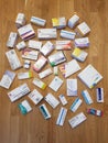 Boxes with different medicines