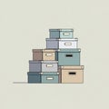 The boxes feature muted pastel colors including shades of blue, gray, and beige Royalty Free Stock Photo