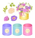Boxes and Flowers Collection Vector Illustration