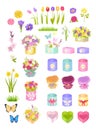 Boxes and Flowers, Collection Vector Illustration Royalty Free Stock Photo