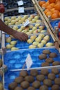 Boxes of fruit on the market Royalty Free Stock Photo