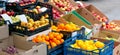 Boxes with fruit on the market on the street Royalty Free Stock Photo