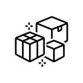 Black line icon for Boxes, carton and parcel