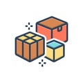 Color illustration icon for Boxes, carton and storage