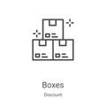 boxes icon vector from discount collection. Thin line boxes outline icon vector illustration. Linear symbol for use on web and